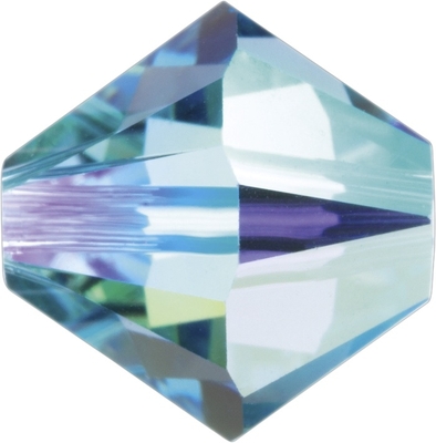 Swarovski Crystal 4mm Bicone Bead 5328 - Aquamarine AB - Aqua Blue - Transparent Iridescent Finish
