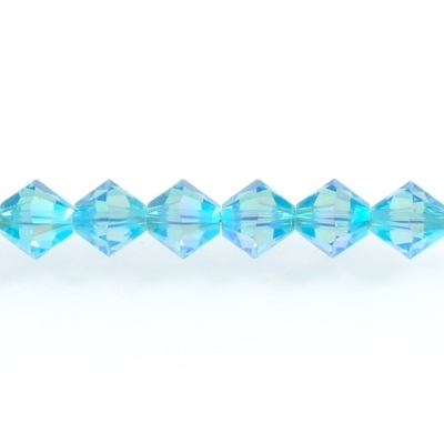 Swarovski Crystal 4mm Bicone Bead 5328 - Aquamarine AB 2X - Aqua Blue - Transparent Double Iridescent Finish