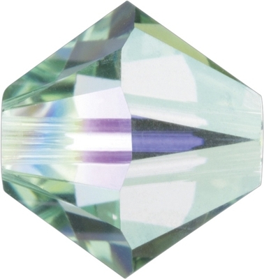 Swarovski Crystal 4mm Bicone Bead 5328 - Chrysolite AB - Pale Green - Transparent Iridescent Finish