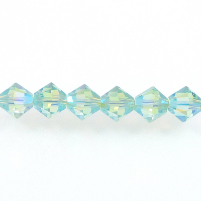 Swarovski Crystal 4mm Bicone Bead 5328 - Chrysolite AB 2X - Pale Green - Transparent Double Iridescent Finish