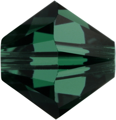 Swarovski Crystal 4mm Bicone Bead 5328 - Emerald - Dark Green - Transparent Finish