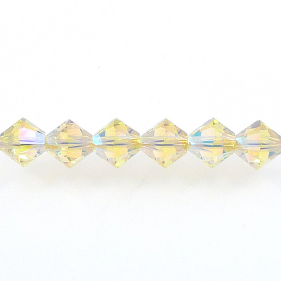 Swarovski Crystal 4mm Bicone Bead 5328 - Jonquil AB 2X - Pale Yellow - Transparent Double Iridescent Finish
