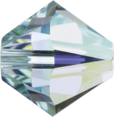 Swarovski Crystal 4mm Bicone Bead 5328 - Light Azore AB - Pale Aqua Blue - Transparent Iridescent Finish