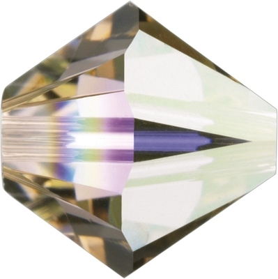 Swarovski Crystal 4mm Light Peach AB Bicone Bead 5328 - Transparent Iridescent