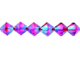 Swarovski Crystal 4mm Bicone Bead 5328 - Light Siam AB 2X - Light Red - Transparent Double Iridescent Finish