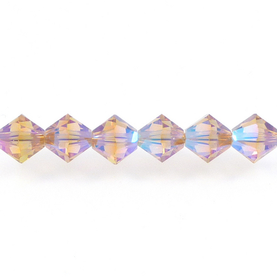 Swarovski Crystal 4mm Light Colorado Topaz AB 2X Bicone Bead 5328 - Transparent Double Iridescent