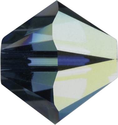 Swarovski Crystal 4mm Bicone Bead 5328 - Montana AB 2X - Greyish Blue - Transparent Iridescent Finish
