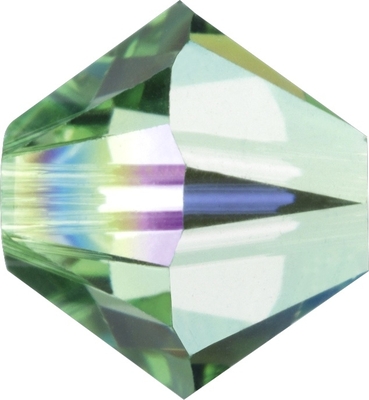 Swarovski Crystal 4mm Bicone Bead 5328 - Peridot AB - Light Green - Transparent Iridescent Finish