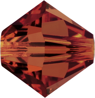 Swarovski Crystal 4mm Bicone Bead 5328 - Crystal Red Magma - Transparent Iridescent Finish