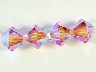 Swarovski Crystal 4mm Bicone Bead 5328 - Light Rose AB 2X - Light Pink - Transparent Double Iridescent Finish