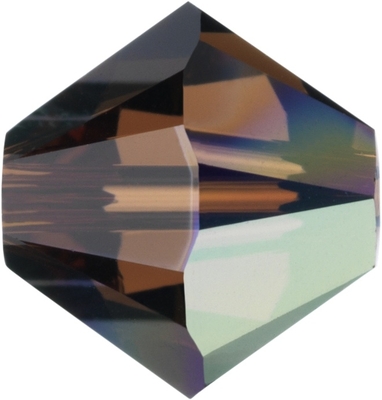 Swarovski Crystal 4mm Bicone Bead 5328 - Smoked Topaz AB - Dark Brown - Transparent Iridescent Finish