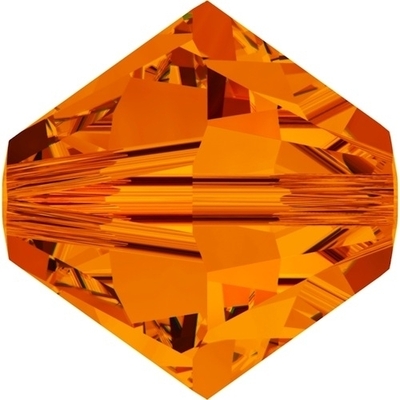 Swarovski Crystal 4mm Tangerine Orange Bicone Bead 5328 with Transparent Finish