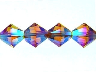 Swarovski Crystal 4mm Bicone Bead 5328 - Topaz AB 2X - Gold - Transparent Double Iridescent Finish
