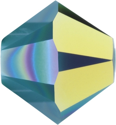 Swarovski Crystal 4mm Bicone Bead 5328 - Turquoise AB 2X - Blue - Transparent Double Iridescent Finish
