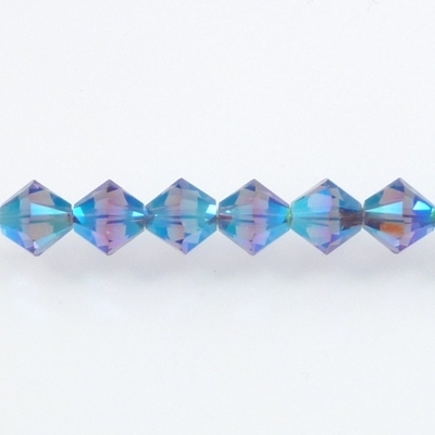 Swarovski Crystal 4mm Bicone Bead 5328 - Tanzanite AB 2X - Bluish Purple - Transparent Double Iridescent Finish