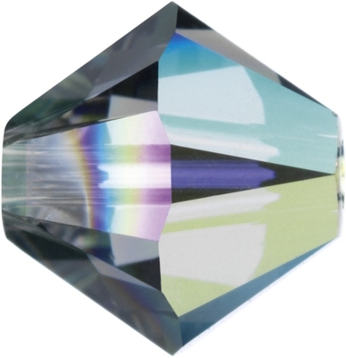 Swarovski Crystal 5mm Bicone Bead 5328 - Black Diamond AB - Grey - Transparent Iridescent Finish