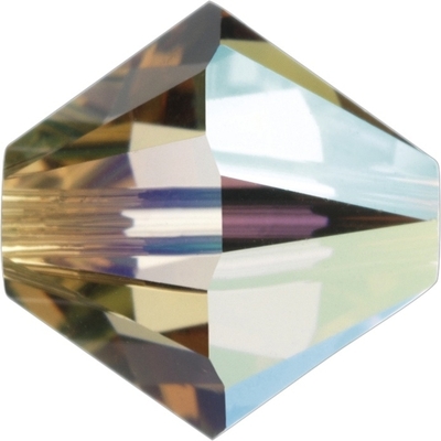 Swarovski Crystal 5mm Light Colorado Topaz AB Bicone Bead 5328 - Transparent Iridescent