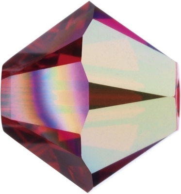 Swarovski Crystal 6mm Light Siam AB Bicone Bead 5328 - Transparent Iridescent
