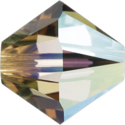 Swarovski Crystal 6mm Bicone Bead 5328 - Light Colorado Topaz AB - Light Brown - Transparent Iridescent Finish