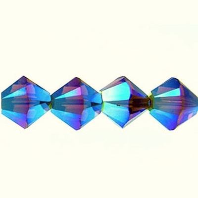 Swarovski Crystal 6mm Bicone Bead 5328 - Smoked Topaz AB 2X - Dark Brown - Transparent Double Iridescent Finish