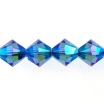 Swarovski Crystal 6mm Bicone Bead 5328 - Sapphire AB 2X - Blue- Transparent Double Iridescent Finish
