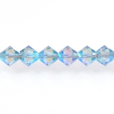 Swarovski Crystal 6mm Bicone Bead 5328 - Light Sapphire AB 2X - Pale Blue - Transparent Double Iridescent Finish