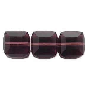 Swarovski Crystal 4mm Cube Bead 5601 - Amethyst - Dark Purple - Transparent Finish
