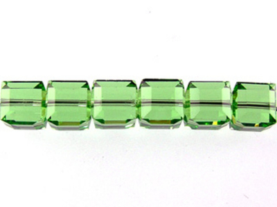 Swarovski Crystal 4mm Cube Bead 5601 - Peridot - Light Green - Transparent Finish