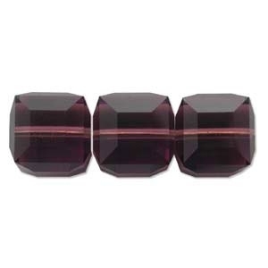 Swarovski Crystal 6mm Cube Bead 5601 - Amethyst - Dark Purple - Transparent Finish