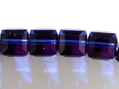 Swarovski Crystal 6mm Cube Bead 5601 - Dark Indigo - Deep Blue - Transparent Finish