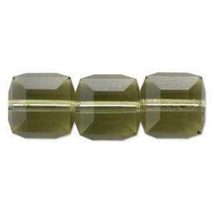 Swarovski Crystal 6mm Cube Bead 5601 - Khaki - Green - Transparent Finish - Closeout Clearance Sale