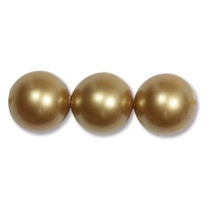 Swarovski Crystal 10mm Round Pearl Bead 5810 - Vintage Gold - Pearlescent Finish | Faux Pearls
