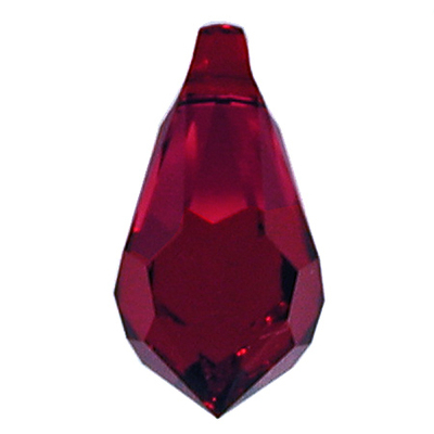Swarovski Crystal 15x7.5mm Teardrop Pendant 6000 - Siam - Deep Red - Transparent Finish
