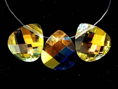 Swarovski Crystal 11x10mm Flat Briolette Pendant 6012 - Crystal AB - Clear - Transparent Finish