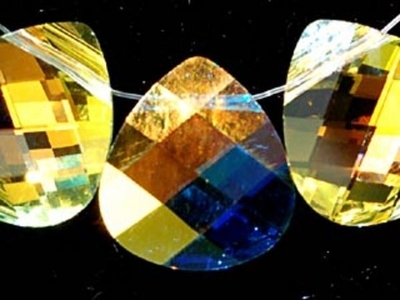 Swarovski Crystal 15x14mm Flat Briolette Pendant 6012 - Crystal AB - Clear - Transparent Finish