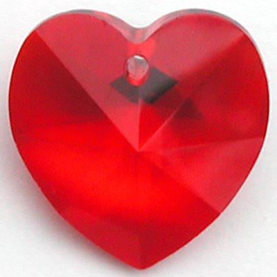 Swarovski Crystal 10mm Light Siam Heart Pendant 6228 - Light Red - Transparent Finish