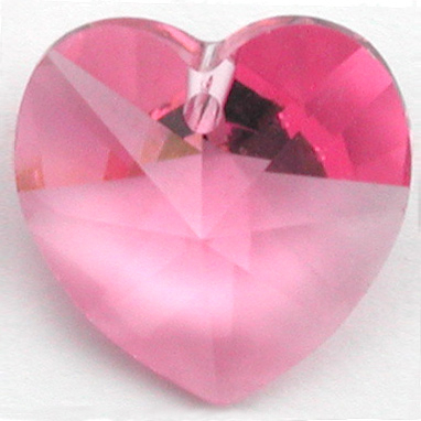 Swarovski Crystal 10mm Rose Heart Pendant 6228 - Pink - Transparent Finish