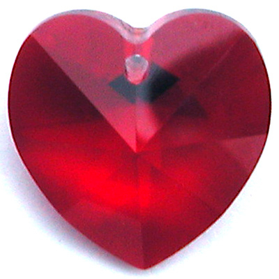 Swarovski Crystal 10mm Siam Heart Pendant 6228 - Deep Red - Transparent Finish
