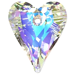 Swarovski Crystal 17mm Wild Heart Pendant 6240 - Crystal AB - Clear - Transparent Iridescent Finish