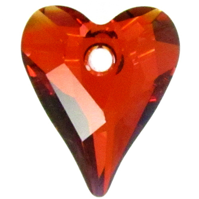 Swarovski Crystal 17mm Wild Heart Pendant 6240 - Red Magma - Transparent Finish