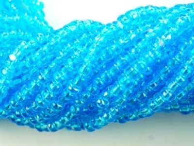 Czech Charlotte Glass Seed Bead Size 8 - Aqua Blue - Transparent Finish