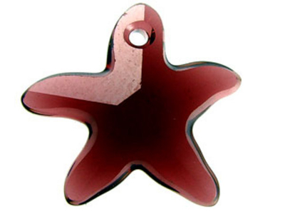 Swarovski Crystal 16mm Starfish Pendant 6721 - Burgundy - Wine Red - Transparent Finish