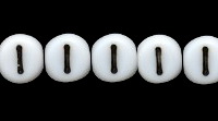 Czech Pressed Glass 6mm Letter I Bead - White with Black - Opaque Finish