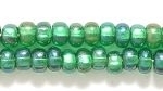 Czech Pony Glass Seed Bead Size 6 - Christmas Green AB - Silver Lined Iridescent Finish