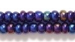 Czech Pony Glass Seed Bead Size 6 - Deep Cobalt Blue AB - Transparent Iridescent Finish