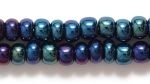 Czech Pony Glass Seed Bead Size 6 - Blue AB - Opaque Iridescent Finish