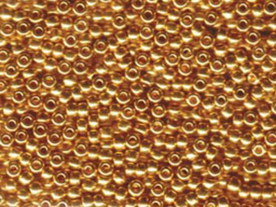 Japanese Miyuki Glass Seed Bead Size 8 - 24k Gold Plated - Metallic Finish