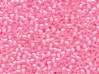 Japanese Miyuki Glass Seed Bead Size 8 - Crystal with Pink - Color Lined