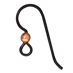 Niobium Shepherd Hook Earwire - Black with 3mm Copper Bead - 10 Pack | Base Metal Earwires for Making Earrings | Jewelry Findings