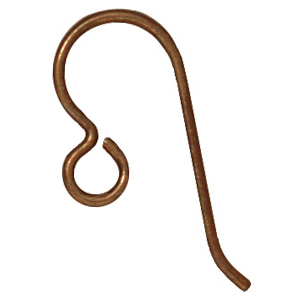 Hypoallergenic Shepherd Hook Earwire - Niobium Antique Copper - 10 Pack | Base Metal Earwires for Making Earrings | Jewelry Findings